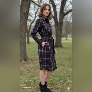 Ralph Lauren Blue Label Black and Purple Plaid Dress